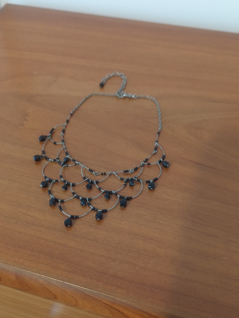 Black Beaded Layered Bib Necklace - Women Jewelry